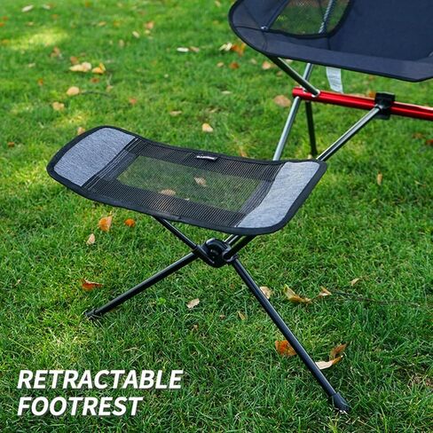 Portable Folding Chair Ottoman Outdoor Recliner Lazy Retractable Footrest Leg Rest Camping Moon Chair Kit for Hiking Fishing Picnic (Black) in Saudi Arabia
