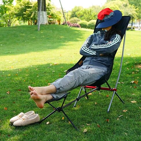Portable Folding Chair Ottoman Outdoor Recliner Lazy Retractable Footrest Leg Rest Camping Moon Chair Kit for Hiking Fishing Picnic (Black) in Saudi Arabia