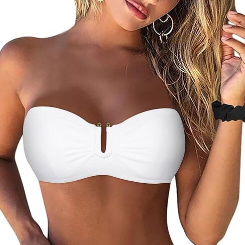 Hilor Women's Underwire Bikini Tops A-C Cup Push Up Supportive Swimsuit Top Bandeau Bathing Suit Swim Tops in Saudi Arabia