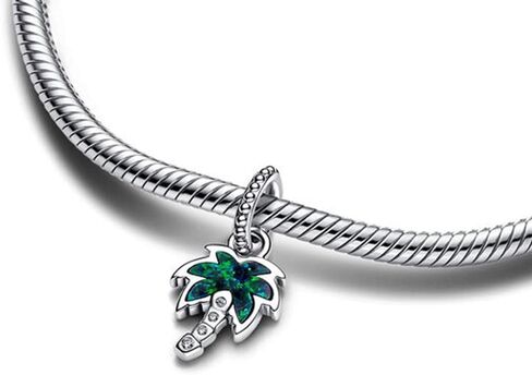 925 Sterling Silver Charms, Fireflies, Coconut Trees, Golden Leaf Charms, DIY Charms for Pandora Women Bracelets, Charm Gifts for Women in Saudi Arabia