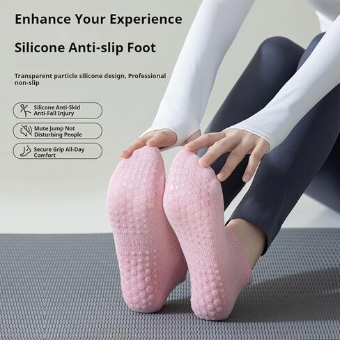 Pilates Socks with Grips for Women Yoga Non Slip Socks Grippy Socks for Athletic 4 Pairs White Barre Socks in Saudi Arabia
