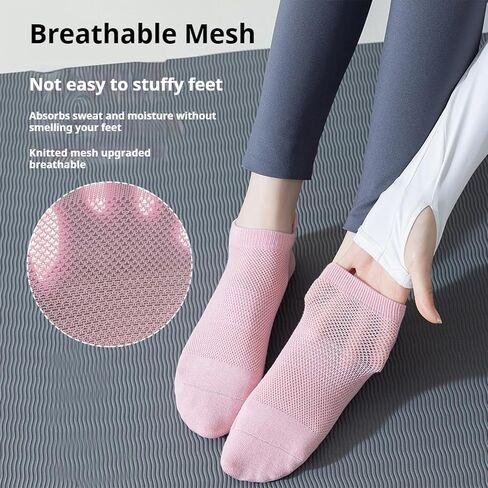 Pilates Socks with Grips for Women Yoga Non Slip Socks Grippy Socks for Athletic 4 Pairs White Barre Socks in Saudi Arabia