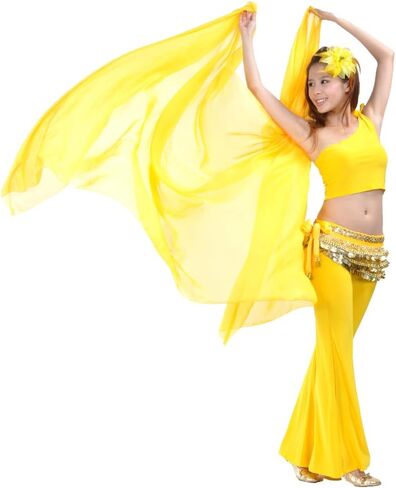 98in x 47in 100% Chiffon Hand Scarf Belly Dance Scarf Throwing Chiffon Hand Scarf Belly Dance Costume Outfit Scarf in Kuwait