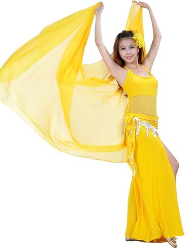 98in x 47in 100% Chiffon Hand Scarf Belly Dance Scarf Throwing Chiffon Hand Scarf Belly Dance Costume Outfit Scarf in Kuwait