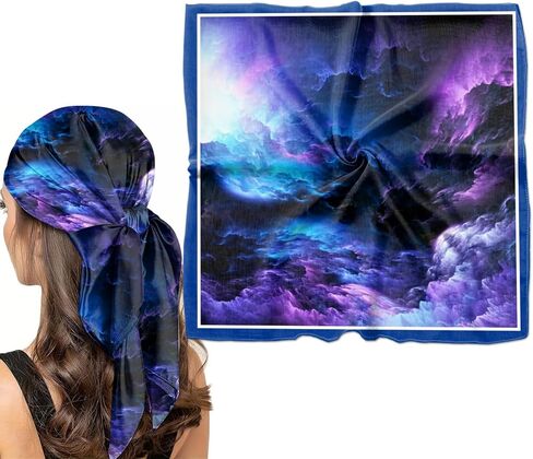 وشاح بملمس حريري مربع من الساتان لتغطية الشعر بطول 27.5 بوصة ديكور جمالي عصري لطيف للنساء والفتيات in Saudi Arabia