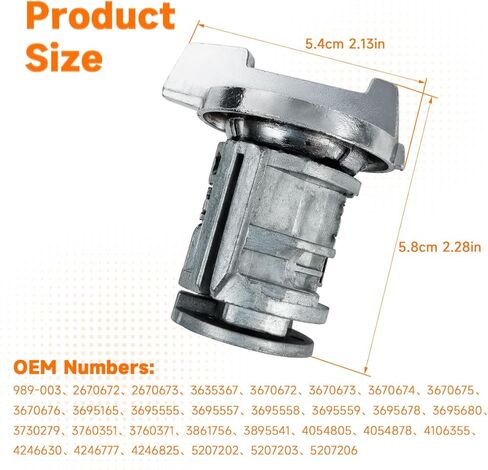 989-003 أسطوانة قفل مفتاح الإشعال مع مفاتيح متوافقة مع 1971-1985 دودج رامتشارجر موناكو، 1972-1985 كرايسلر تاون آند كانتري إمبريال، 1972-985 بليموث فيوري تريل داستر ستالايت لـ US99L in Kuwait