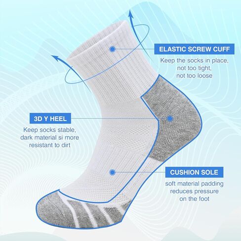 COOPLUS Mens Cushioned Ankle Socks Athletic Performance Quarter socks Moisture Wicking Work Socks(8 Pairs) in Saudi Arabia