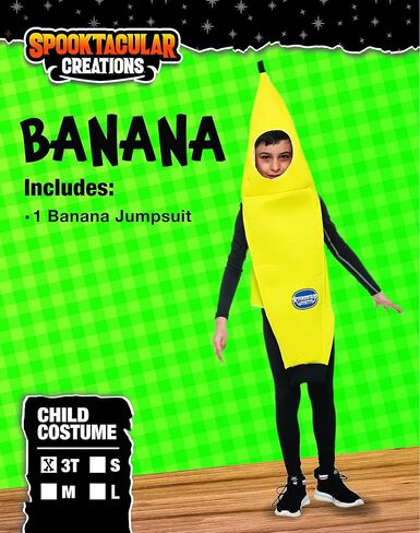 Spooktacular Creations Child Unisex Banana Costume Tropical Fruit Jumpsuit for Kids Toddler Halloween Dress Up Themed Party in Saudi Arabia