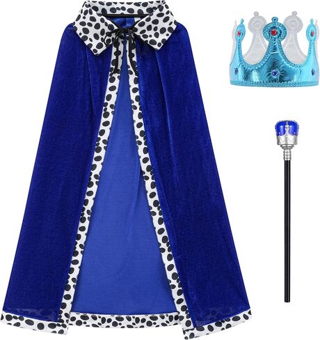 GZ-LAOPAITOU King Costume for Kids Cloak Crown Scepter Set Boys Prince Cape Halloween Cosplay Birthday Party Dress Up in Saudi Arabia
