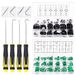 Glarks 553Pcs 36 Size Metric Universal O-Ring Assortment Set Including 270Pcs Green Nitrile Rubber NBR Washer and 279Pcs Black Gasket Sealing Ring with Pick and Hook Set for Car Faucet Plumbing Repair