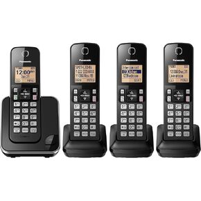 Panasonic KX-TGC384 Cordless Phone System with 4 Handsets - Black