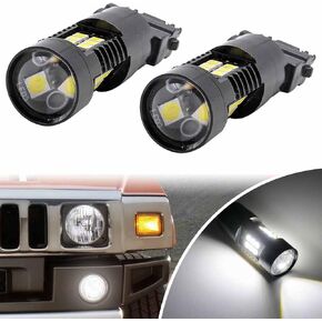 NJSBYL H2 LED Daytime Running Lamps for H-ummer H2 2003 2004 2005 2006 2007 2008 2009 DRL Position Bulbs 21 SMD Chipsets 1200 Lumens Xenon White LED Driving Running Lights