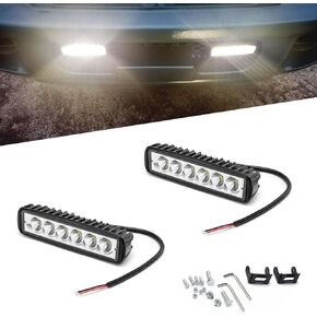 2 PCS Car LED Daytime Running Light, 12V 18W 6000K 1200LM IP67 Waterproof Vehicle Auxiliary Light, Cars, motorcycles, off-road vehicles, trucks, forklifts, boats general (White)