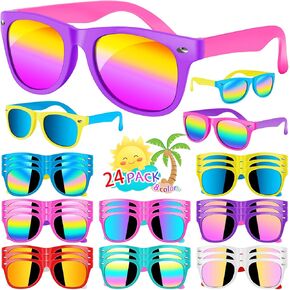 Kids sunglasses bulk, Kids Sunglasses Party Favor, 24Pack Neon Sunglasses with UV400 Protection for Kids, Boys and Girls Age 3-8, Goody Bag Favors, Great Gift for Pool, Birthday Party Supplies