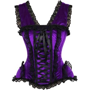 Daisy corsets Womens Top Drawer Purple Velvet & Lace Steel Boned Corset W/Cap SleevesCorset