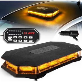 ASPL 16.5 Inch Roof Top Beacon Emergency Strobe Light with Controller 56 LED Magnetic Warning Caution lights bar Traffic Hazard Plow Light for Trucks Vehicles Construction Snowplow (Amber/White)