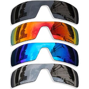 4 Pairs Anti-scratch Polarized Replacement Lenses for Oakley Oil Rig Sunglasses, Retro Black+silver+blue+fire