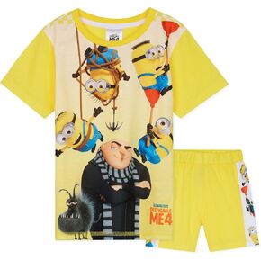 طقم بيجامات قصيرة للأولاد من Minions، ملابس مريحة ناعمة تسمح بالتهوية - هدايا للأولاد (أصفر/متعدد، 3-4 سنوات) in Saudi Arabia