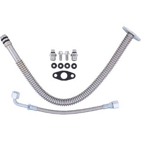 MOTOKU Turbocharger Oil Return Drain Line Pipe and Oil Feed Line Tube for Ram 5500 3500 2500 2011-2018 4500 2011-2017 Dodge Ram 5500 4500 2008-2010 3500 2500 2004-2010 with Connectors Gasket