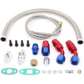 LTI Universal Turbo Oil Feed Line + Oil Return Drain Line Complete Kit for T3 T4 T3/T4 T04E T60 T61 T66 T70