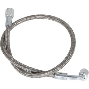 labwork Turbo Oil Feed Line 24 Length Hose Steel Braided -4-4AN 90 Degree x Straight PTFE Line