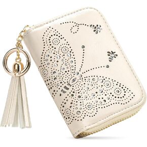RFID Credit Card Holder Keychain Small Wallet for Women with Coin Purse and ID Window PURPLE