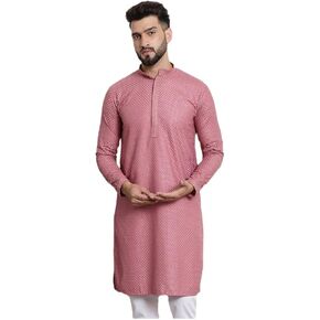 Sojanya (Since 1958 Mens Pure Cotton checked embroidered only Long Kurta