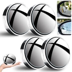 Suction Cup Car Convex Blind Spot Mirro, 360° Wide Angle Side Rear View Mirror, 2024 New Upgrade Blind Spot Mirror, Round Reversing Auxiliary Blind Spot Mirrors for Cars SUV and Trucks (Silver)