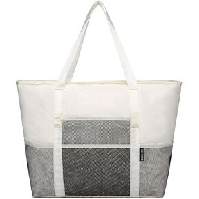 Beach Bag with Zipper - large Waterproof Pool Bag with Mesh and Pockets Beach Tote Bag Sandproof,Swim for Women in Kuwait