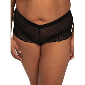 Curvy Couture Women's Sheer Whipser Cheeky Boyshort Panty