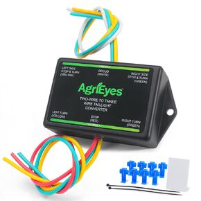 Agrieyes 2-to-3-Wire Trailer Light Converter, Splice-in Trailer Wiring Converter for Tow, Tail Light Converter for RV, Dinghy, Pickup LED Compatible