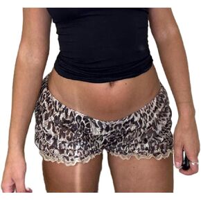Women Lace Ruffle Bloomer Shorts Sexy Pleated Booty Boy Shorts Lace Trim Mesh Layered Panties Micro Shorts Underwear