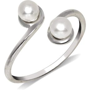 JewelryWeb Solid 925 Sterling Silver Freshwater Cultured Pearl Bypass Adjustable Toe Ring (10mmx15mm)