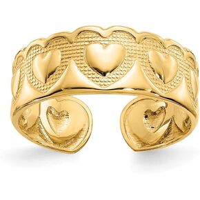 Solid 14k Yellow Gold Heart Toe Ring Adjustable