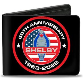 Buckle-Down Men's Wallet, Bifold, Carroll 60th Anniversary Shelby Cobra Icon, Vegan Leather, 4.0" x 3.5"