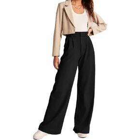 KIRJAUDU Womens Wide Leg Pants Work Business Casual Loose High Waisted Dress Pants Palazzo Flowy Trousers