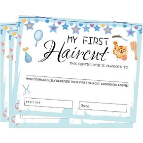 25 Pack My First Haircut Certificate 8x10 Inch-First Haircut Milestone Keepsake Card for Kid Girl Boy