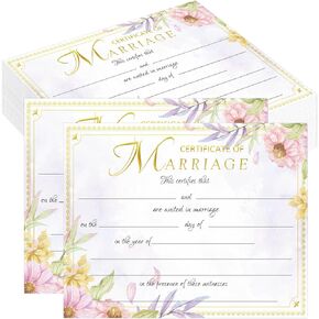 25 Pcs Marriage Certificates with Gold Foil Edges 11 x 8.5 Inch Blank Certificate Paper Wedding Certificates Blank Wedding Certificate for Wedding Ceremony Proposals (Color2)