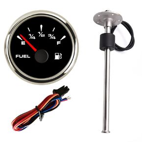 52mm/2-1/16" Fuel Level Gauge 4"Fuel Sender Waterproof 7 Backlight Colors 240-33ohms Anti-Vibration Anti-Over-Voltage IP67 (200mm/8")