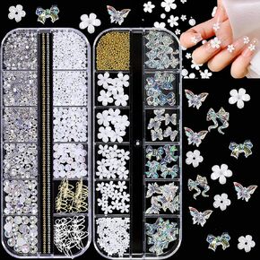 Acrylic Butterfly Flower Bear Nail Art Pendant Art, Multi-shape Pearl Rhinestone Golden Metal Applique Jewelry Accessories Production (S1-Bow Rhinestones) in Saudi Arabia