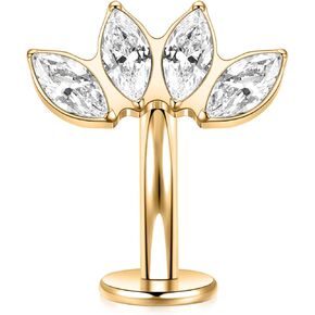 PEAKLINK G23 Titanium Belly Jewelry 14G Flat Bottom Floating Belly Button Rings Curved Belly Barbell Navel Ring Belly Piercing 8/10/12/14mm Navel Rings Belly Piercings Jewelry for Women