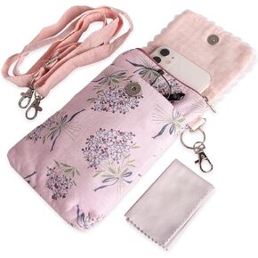 Double Glasses Case Soft Eyeglass Cases for Women Sunglasses Travel Cases with Glasses Cleaning Cloth and Key Chain