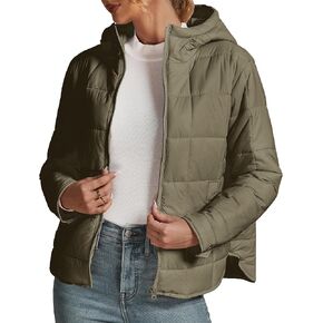 luvamia Puffer Jackets for Women Quilted Lightweight Coats Trendy Hooded Zip Up Casual Fall Puffy Jacket Coat Pockets