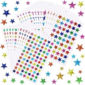 2040 Pcs Star Stickers, 5 Sizes Small Stars Stickers for Kids Reward, Sparkly Holographic Stickers, Glitter Foil Stickers for Behavior Reward Chart and DIY Decoration