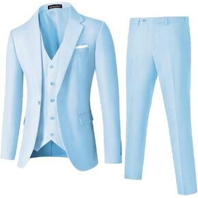 Mens 3 Piece Suits Slim Fit Wedding Prom Party Groomsmen Suit One Button Blazer Jacket Vest Pants Tuxedo