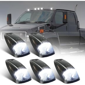 5PCS LED Cab Roof Marker White Lights Compatible with 1988-2002 Chevy GMC CK 1500 2500 3500 5500 6000 6500 7000 7500 Pickup Trucks, Top Clearance Marker Light, Roof Running Light Assembly