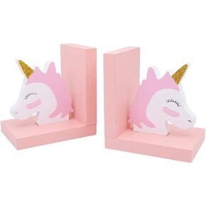 Cute Pink Unicorn Wooden Book Organizer Bookends Book end Book File Home Office Library Decoration Birthday Gift