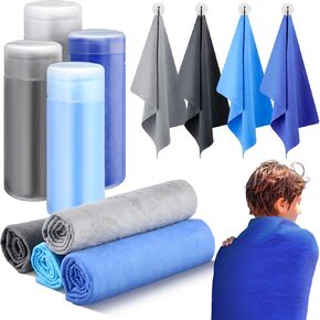 4 Pcs Swim Chamois Towel Swim Towel Shammy Towel Swimming Towel Sports Towel Swimmers Towel for Diving Swimming Triathlons and Other Water Sports (Blue, Green, Dark Gray, Purple,13 x 17 Inch)