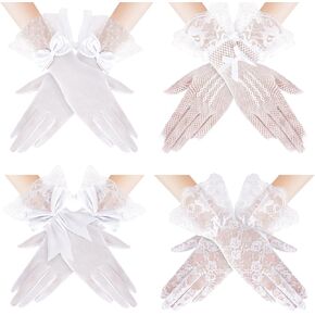 4 Pairs Lace Gloves Women Elegant Short Gloves Tea Party Gloves Vintage Gloves Summer Gloves for Women Girls