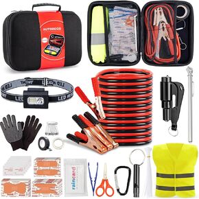 AUTODECO Car Roadside Emergency Kit, Portable Car Safety Kit Car Kits for Emergency, Black